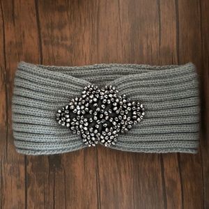 Grey Earmuff/headband with silver design- O/S